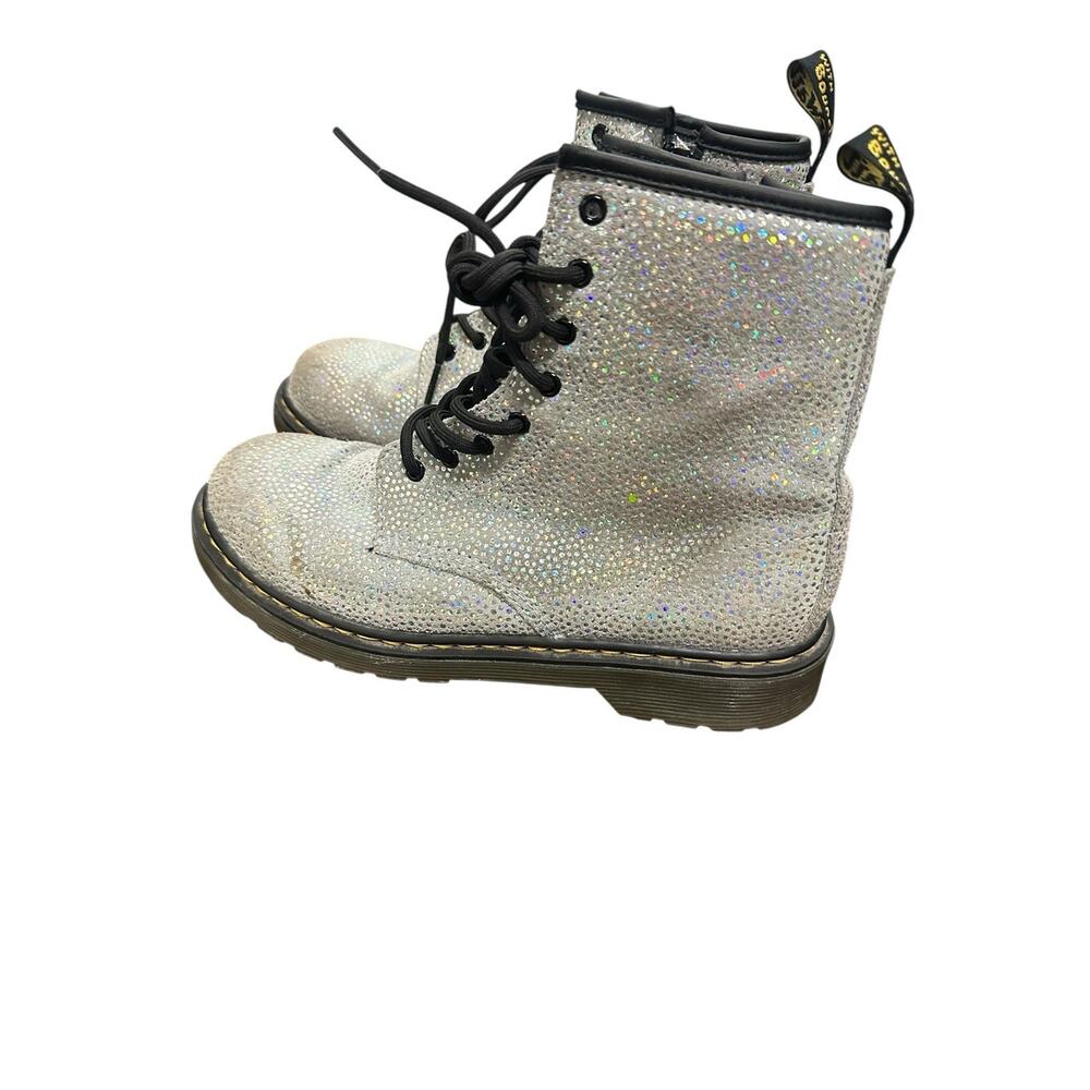 Dr Martens 1460 Youth 6 Silver Glitter Boots Combat Docs